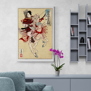 Arte japonés vintage Ukiyo-e La guerrera