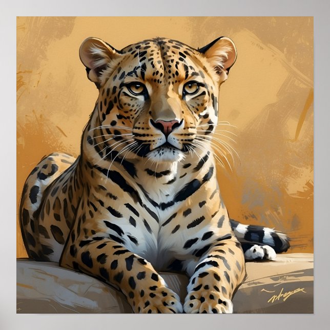 Arte Leopardo de pie pintado (Frente)