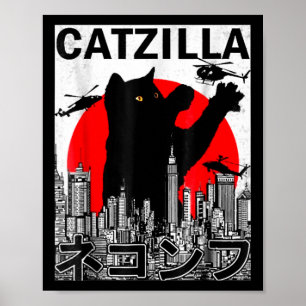 Arte lindo de Catzilla cosas japonesas de gato par