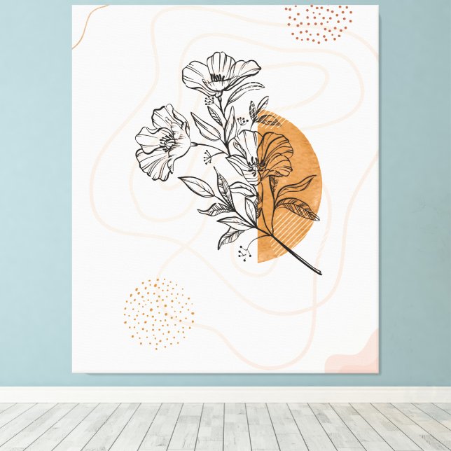 Arte lineal botánico abstracto - Floral minimalist (Insitu (piso de madera))