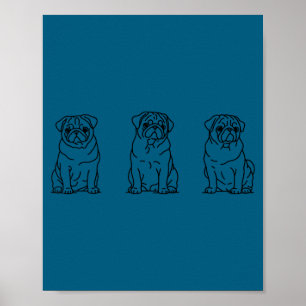 Arte lineal de adorable perro pug