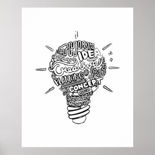 Arte lineal de bombilla de ideas creativas.