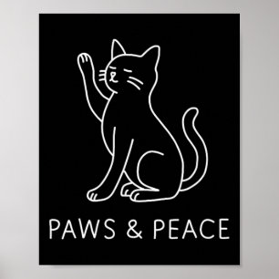 Arte lineal de gato de yoga - Motivo de garras y p
