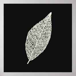 Arte lineal de hoja de esqueleto en blanco y negro