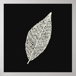Arte lineal de hoja de esqueleto en blanco y negro