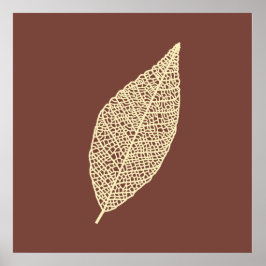 Arte lineal de hoja de esqueleto marrón y crema