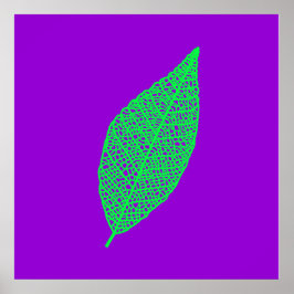Arte lineal de hoja de esqueleto púrpura y verde