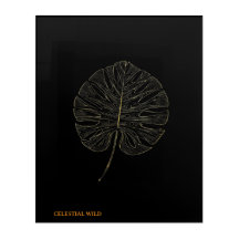 Arte lineal de hoja de Monstera de lujo en acrílic