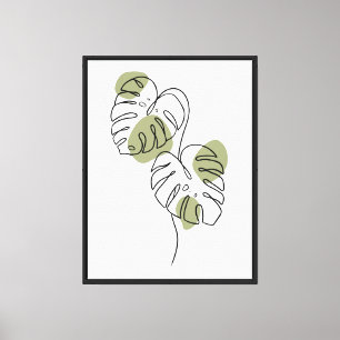 Arte lineal de hoja de monstera minimalista