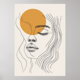Arte lineal de rostro de mujer minimalista abstrac