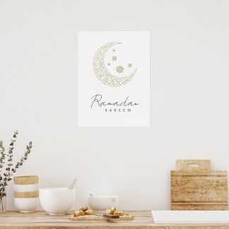 Arte lineal minimalista del creciente de Ramadán c