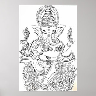 Arte lineal tradicional de Ganesha