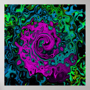 Arte Líquido Giratorio Abstracto Magenta Enérgico