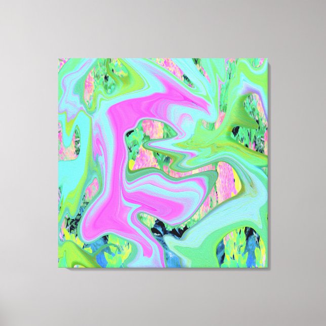 Arte líquido rosa y azul claro retro en Hydrangea (Anverso)