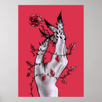 Arte Macabro Mano Asombrosa Rojo Y Gótico Negro