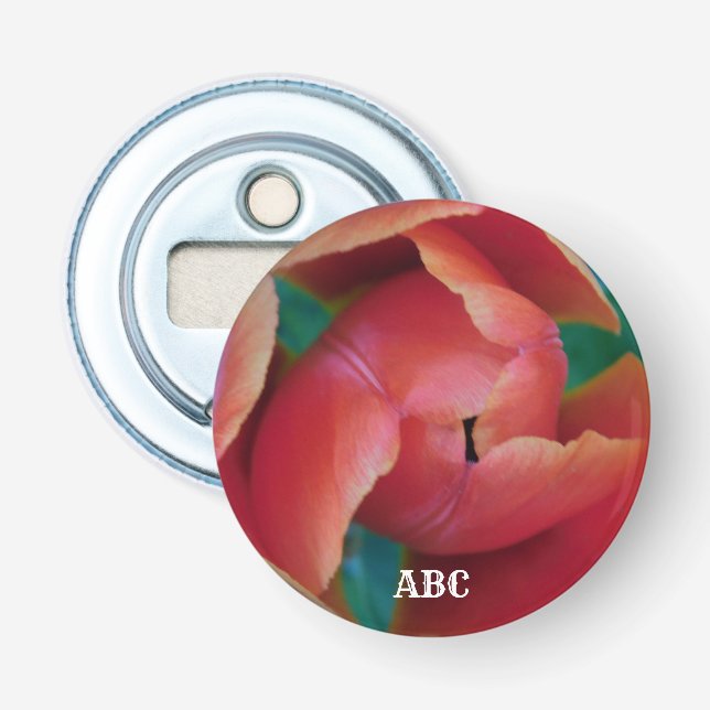 Arte Macro Flor Tulipán Rojo: Abrebotellas (Anverso)