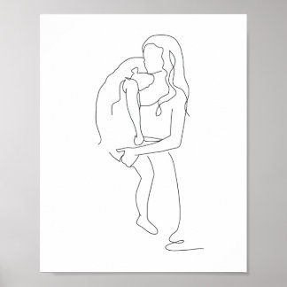 Arte madre e hija, dibujo de líneas, arte de línea