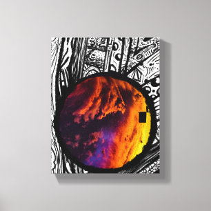 Arte mágico del cielo naranja púrpura circular