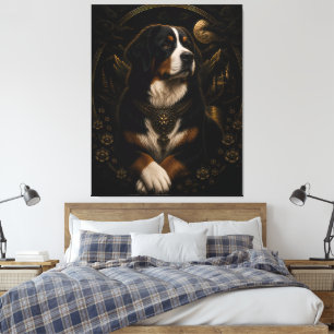Arte majestuoso del perro de montaña bernés negro