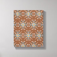 Arte marrón de mandala azul boho dibujado a mano