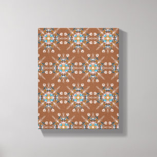 Arte marrón de mandala azul boho dibujado a mano