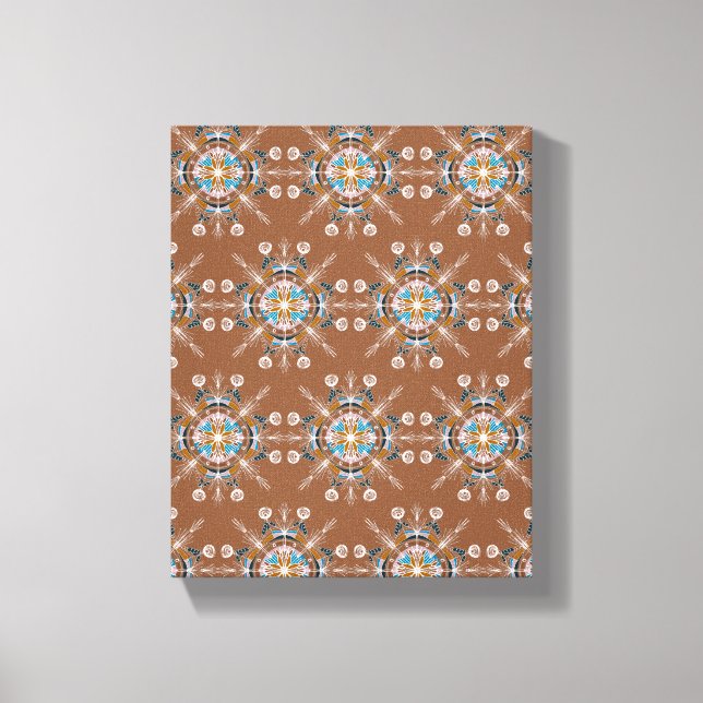 Arte marrón de mandala azul boho dibujado a mano (Anverso)