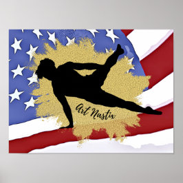 Arte masculino de silueta de gimnasta - Bandera es