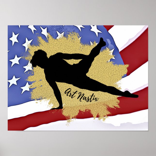 Arte masculino de silueta de gimnasta - Bandera es (Frente)