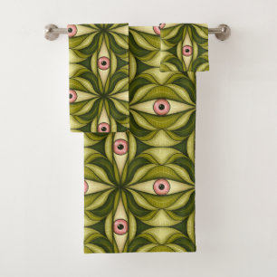 Arte maximalista botánico verde de ojo rosa Whimsi