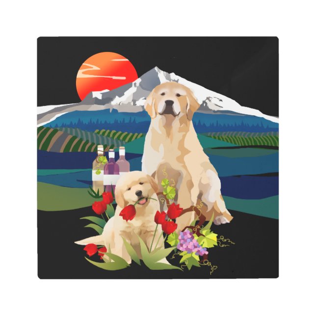 Arte metalizado de la pared del golden retriever (Anverso)