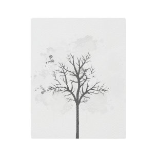 Arte metalizado en árbol de arte moderno blanco y