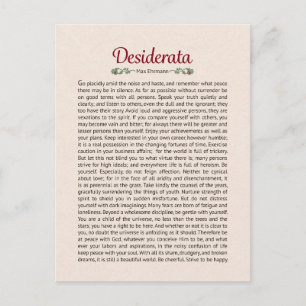 Arte Mini de Tarjeta Postal del Poema Desiderata