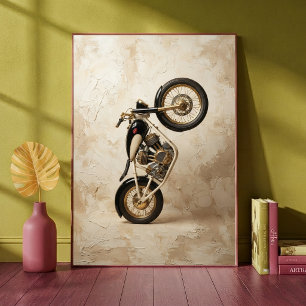 Arte minimalista beige de rueda de motocicleta vin