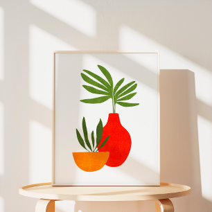 Arte minimalista boho botánico de plantas en macet