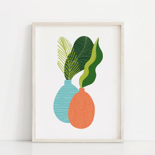 Arte minimalista boho botánico de plantas en macet