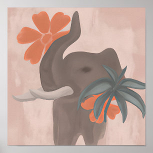 Arte minimalista de elefante tonos terrosos