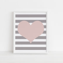 Arte Minimalista de Pared Corazón Rosa Sonrojado
