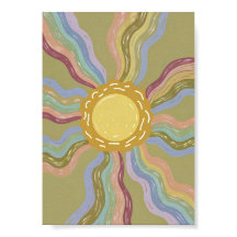 Arte minimalista de rayos de sol boho retro y arco