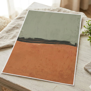 Arte minimalista de verde salvia y naranja quemada