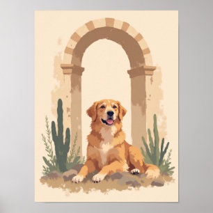 Arte minimalista del Boho Golden Retriever