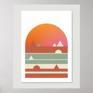 Arte minimalista del desierto con puesta de sol ge