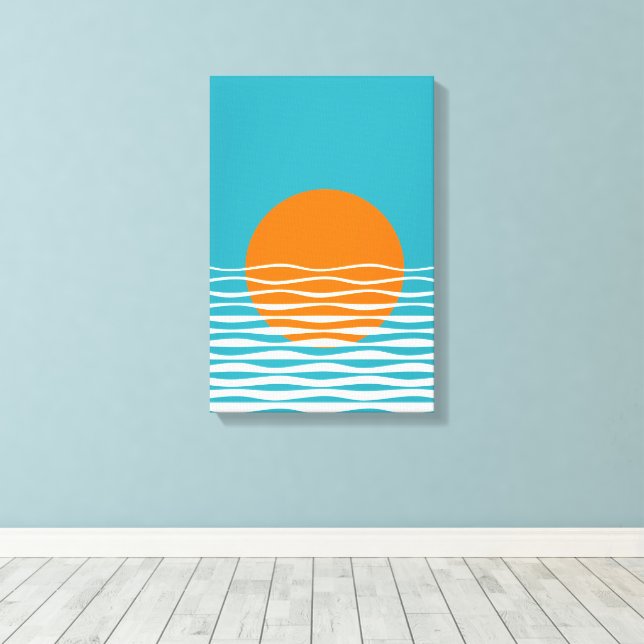 Arte Minimalista del océano atardecer (Insitu (piso de madera))