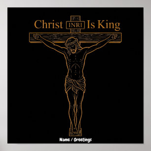 Arte minimalista dorado de la crucifixión Cristo e