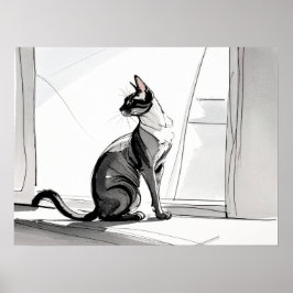Arte minimalista elegante Gato en la ciudad tomand