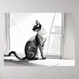 Arte minimalista elegante Gato en la ciudad tomand
