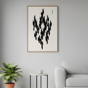 Arte minimalista japonés en bloque de madera en ne