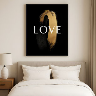 Arte minimalista moderno: Pincelada de oro - AMOR