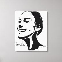 Arte Mínimo De Una Mujer Sonriendo