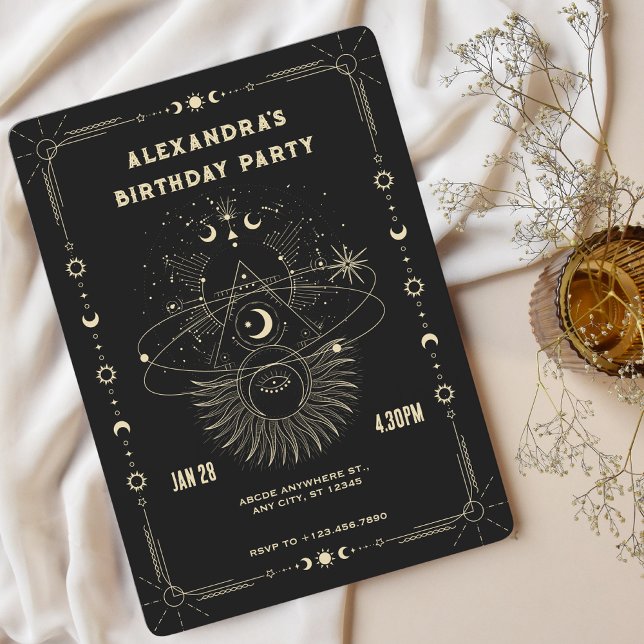 Arte místico luna celestial Invitación de cumpleañ (Subido por el creador)