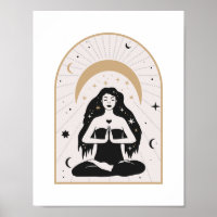 Arte místico lunar de diosa de yoga celestial en m
